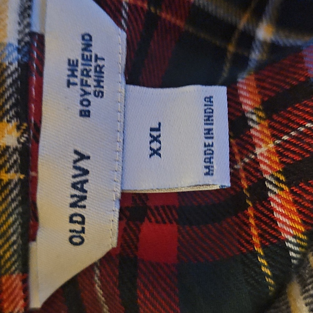 Old Navy The Boyfriend Shirt Size XXL Flannel Button Front Red Plaid NWT - Picture 8 of 10